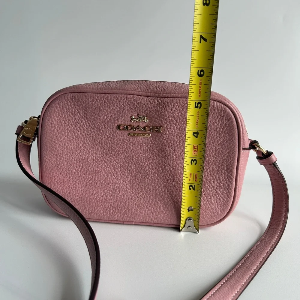 Coach Mini Jamie Powder Pink Pebbled Leather Camera Bag Excellent